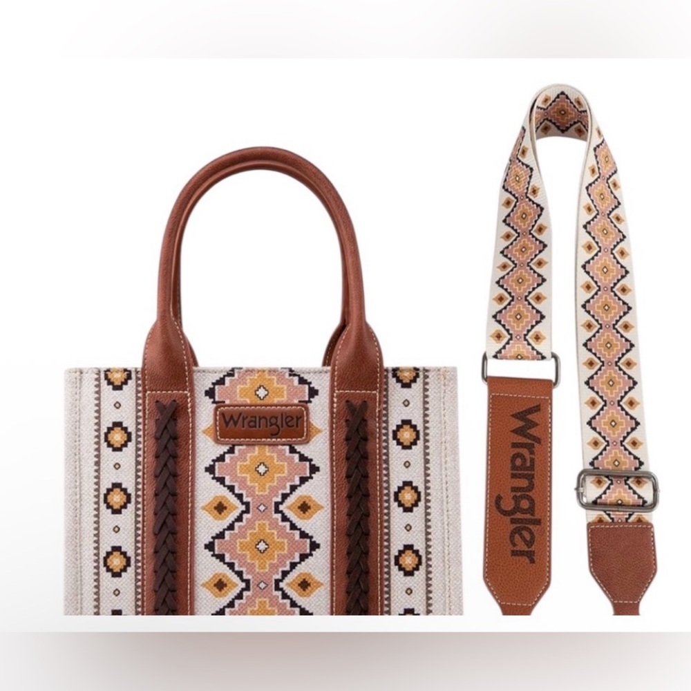 Wrangler Brown and Cream Patterned Tote - Picture 2 of 6